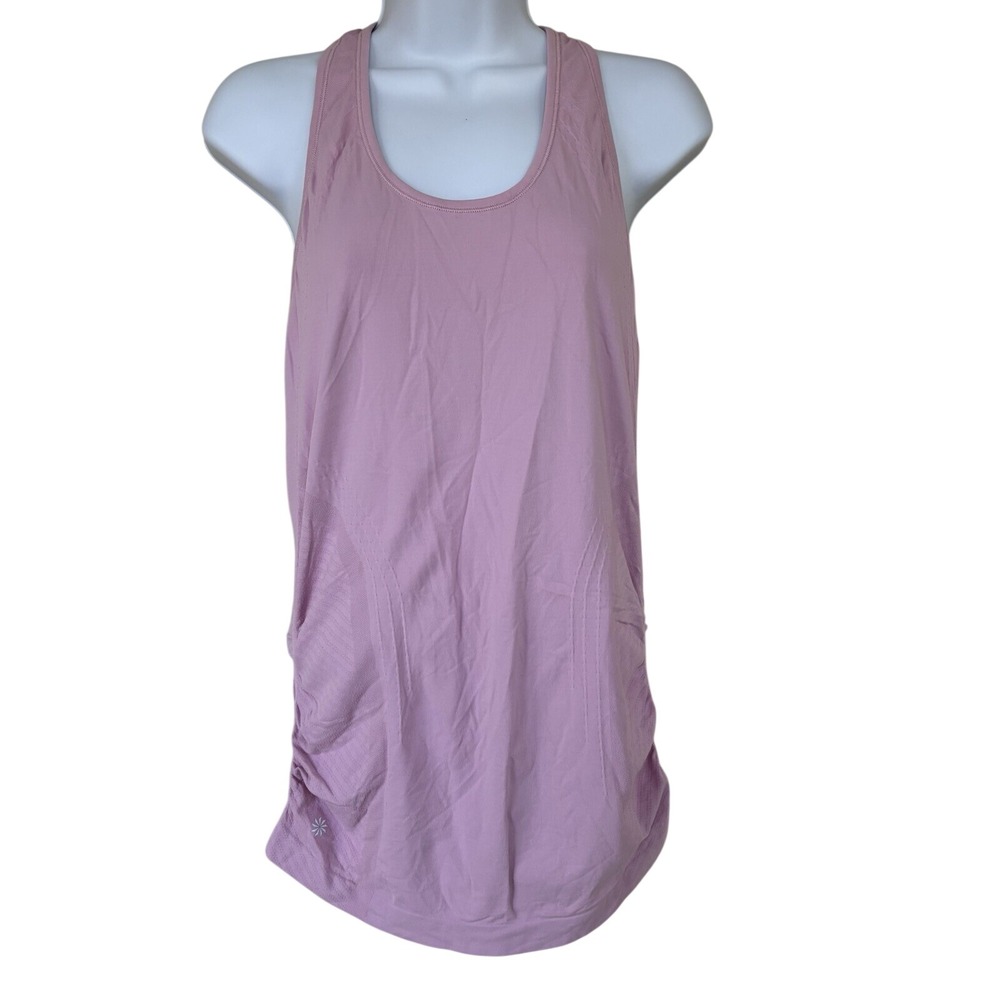 Athleta Women's Medium Speedlight Racerback Seamless Ruched Tank Top Lilac Pink